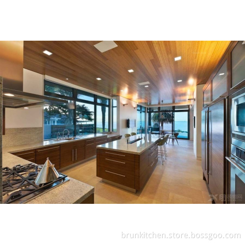 Cherry Wood Veneering Door Modern Kitchen Cabinet